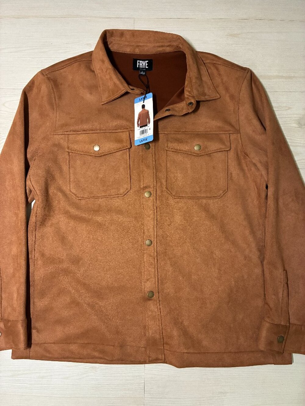 Frye & Co. Men's Faux Suede Western Shirt Jacket Shacket Toffee Brown Size L NWT